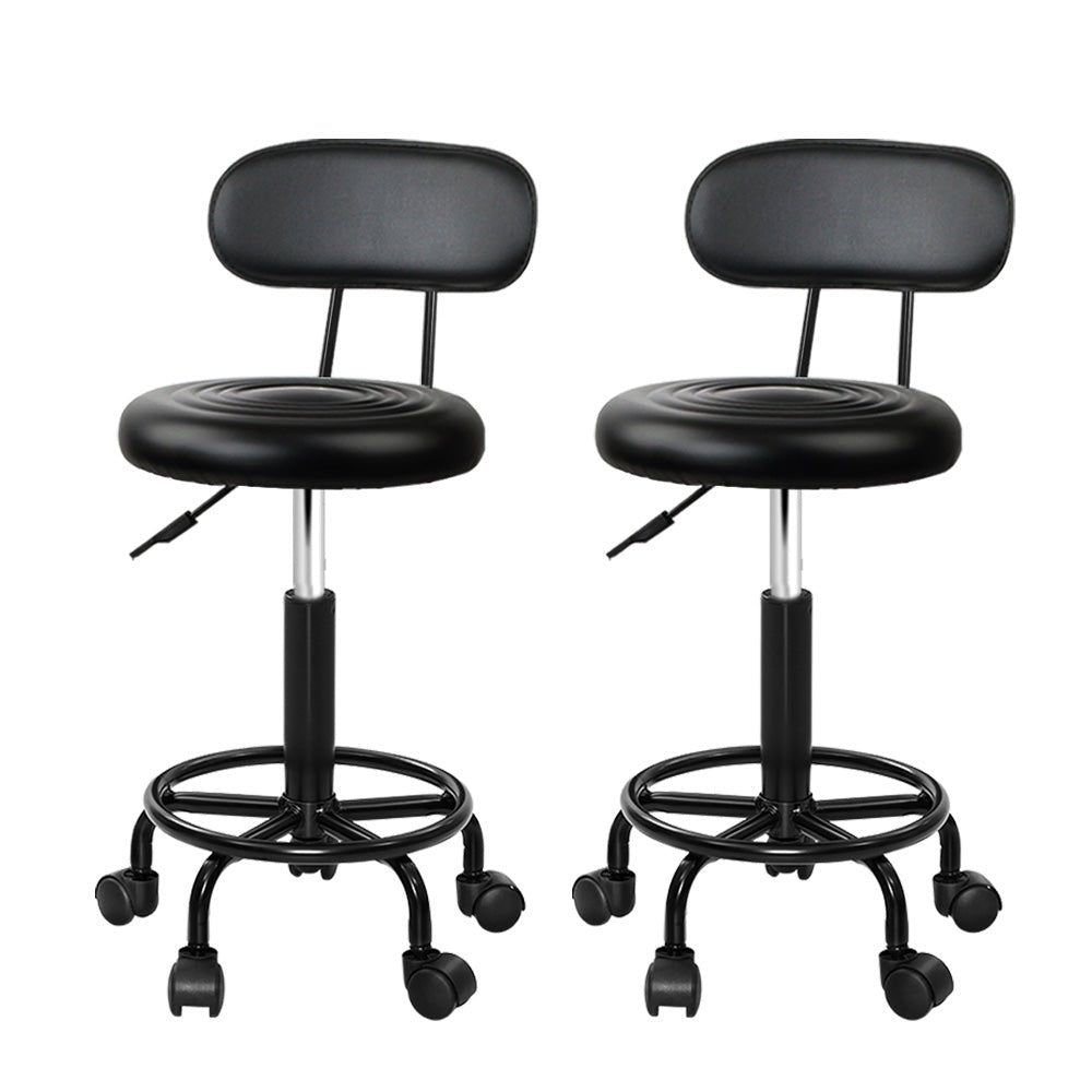 2 x Saddle Salon Stools With Backrest - Black - Furniture > Bar Stools & Chairs - Rivercity House & Home Co. (ABN 18 642 972 209) - Affordable Modern Furniture Australia