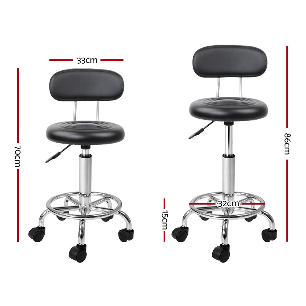2 x Saddle Salon Stools With Backrest - Black with Chrome Base - Furniture > Bar Stools & Chairs - Rivercity House & Home Co. (ABN 18 642 972 209) - Affordable Modern Furniture Australia