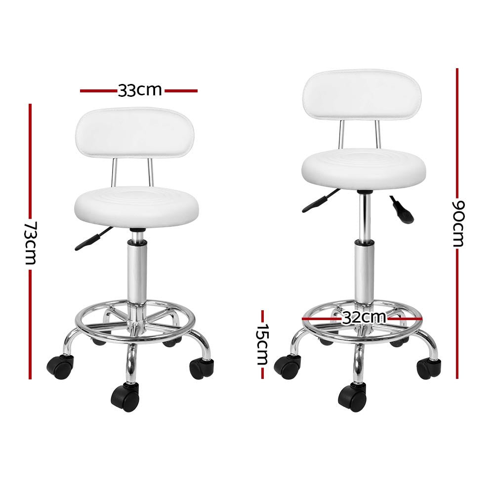 2 x Saddle Salon Stools With Backrest - White - Furniture > Bar Stools & Chairs - Rivercity House & Home Co. (ABN 18 642 972 209) - Affordable Modern Furniture Australia