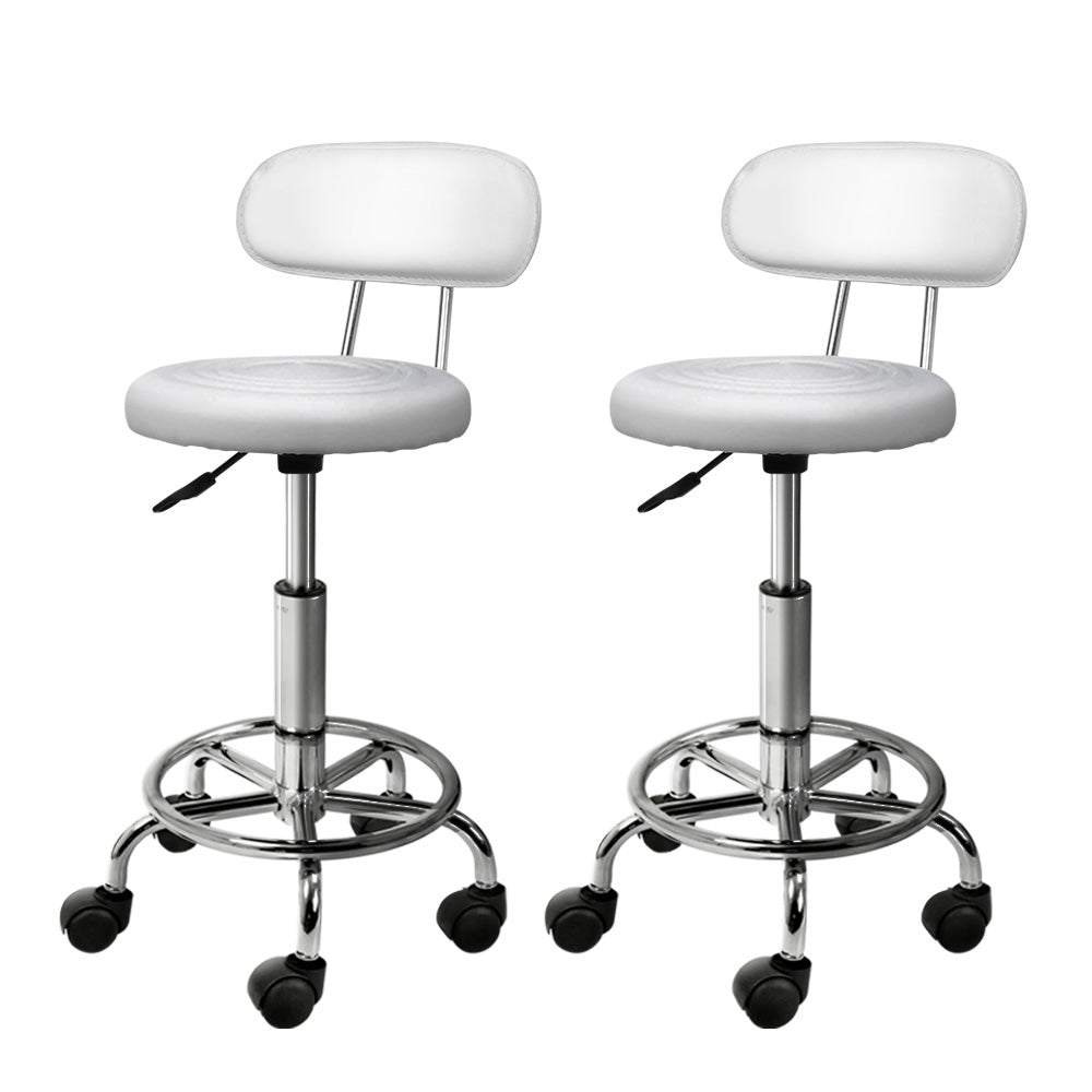 2 x Saddle Salon Stools With Backrest - White - Furniture > Bar Stools & Chairs - Rivercity House & Home Co. (ABN 18 642 972 209) - Affordable Modern Furniture Australia