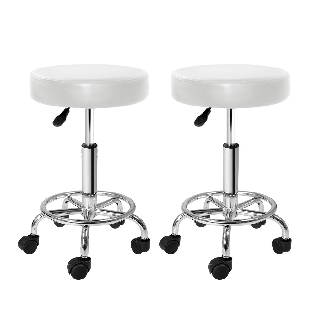 2 x Salon Stools - White - Furniture > Bar Stools & Chairs - Rivercity House & Home Co. (ABN 18 642 972 209) - Affordable Modern Furniture Australia
