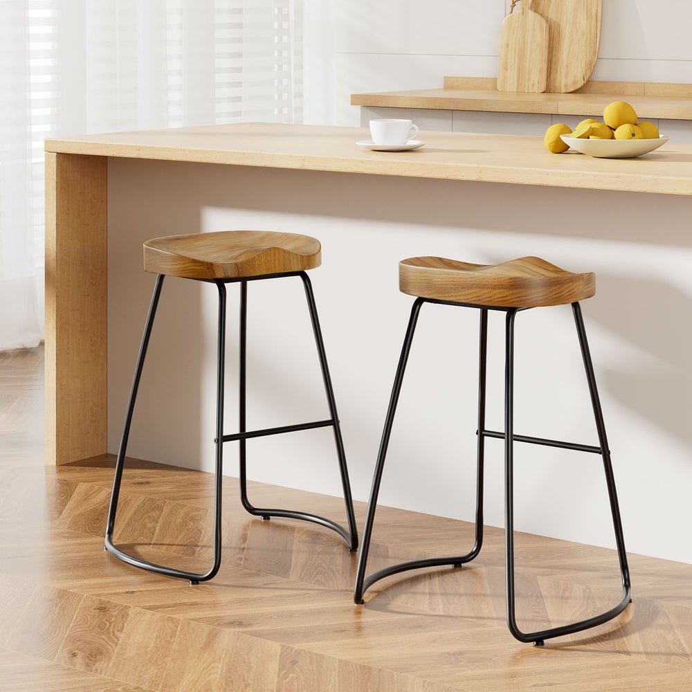 2 x Wooden Barstools 65CM - Rivercity House & Home Co. (ABN 18 642 972 209) - Affordable Modern Furniture Australia