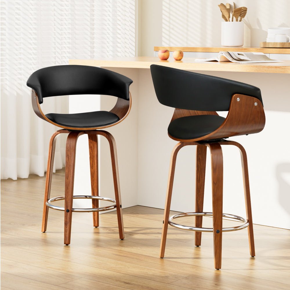 2 x Wooden Swivel Bar Stools - Rivercity House & Home Co. (ABN 18 642 972 209) - Affordable Modern Furniture Australia