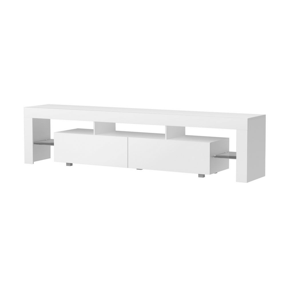 200CM LED Entertainment Unit in White Gloss - Furniture - Rivercity House & Home Co. (ABN 18 642 972 209) - Affordable Modern Furniture Australia