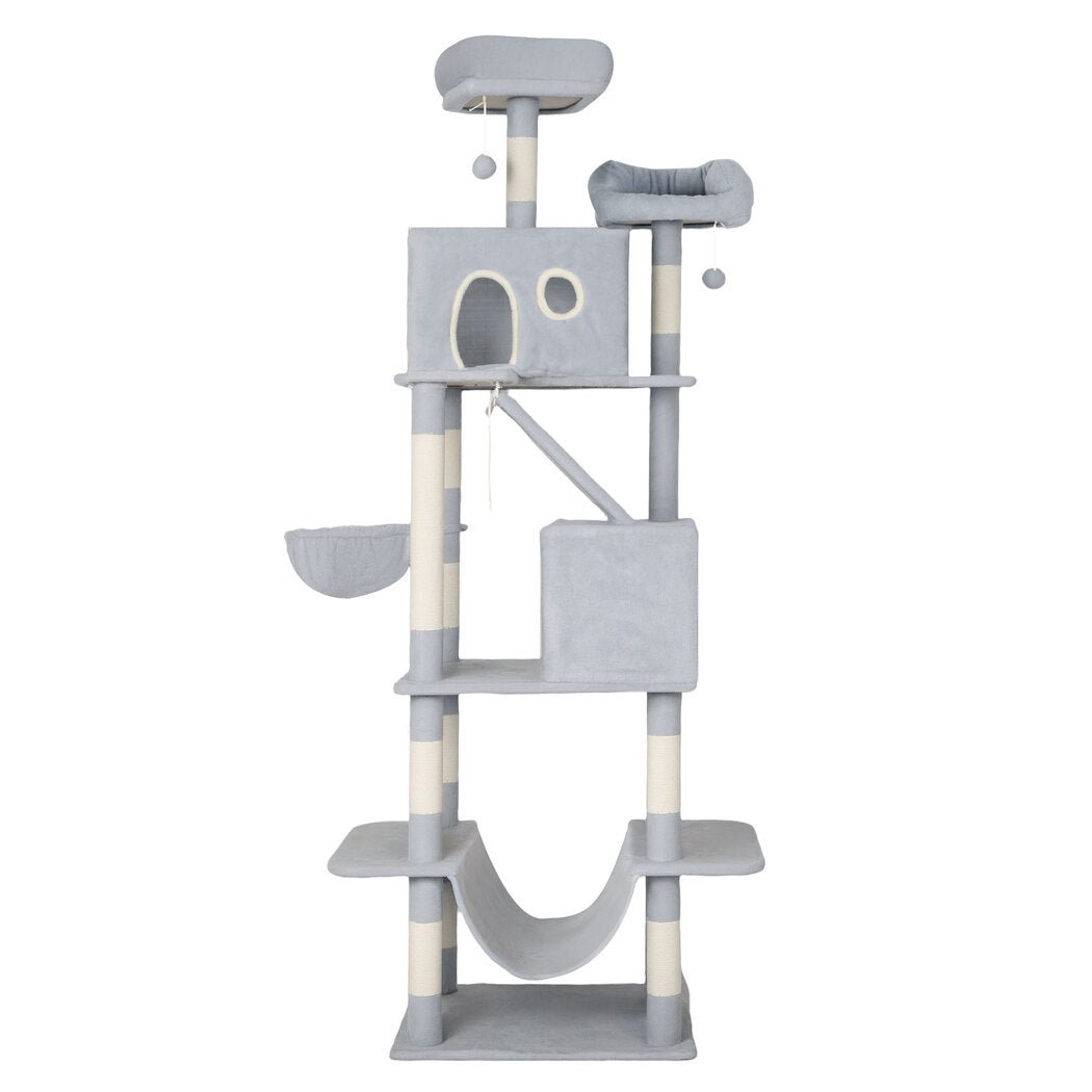 206cm Multi - Level Cat Tree Scratching Post with Climbing - Silver Grey - Rivercity House & Home Co. (ABN 18 642 972 209) - Affordable Modern Furniture Australia