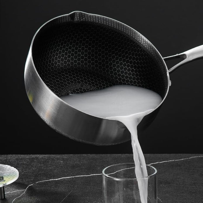 20cm 316L Stainless Steel Saucepan Compound Steel Honeycomb Nonstick Sauce Pan with Glass Lid 2.2L Pot Stay - Cool Handle Multipurpose Milk Saucepan, Induction Capable and Gas Stove - Home & Garden > Kitchenware > Skillets & Frying Pans - Rivercity House & Home Co. (ABN 18 642 972 209) - Affordable Modern Furniture Australia