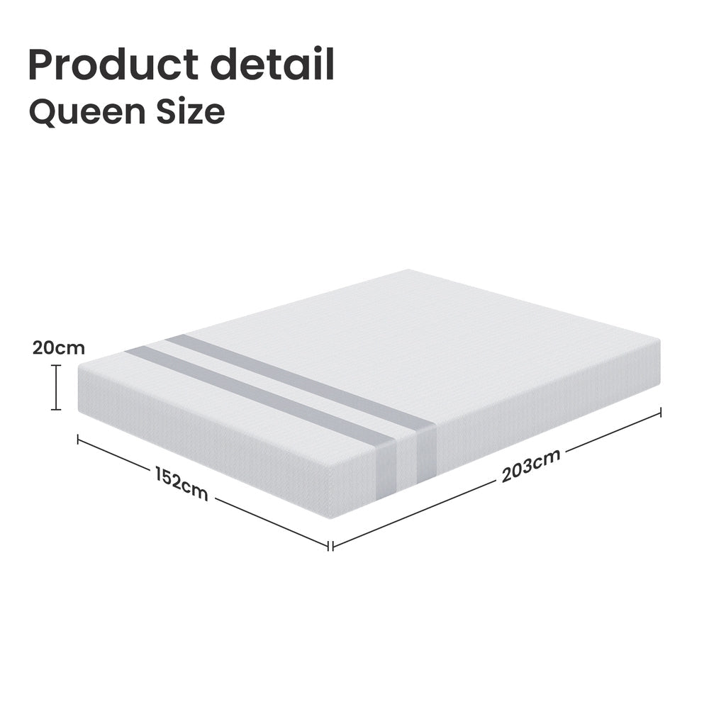 20cm Queen Reversible Gel Memory Foam Mattress Medium Soft & Firm - Furniture > Mattresses > Queen Mattress - Rivercity House & Home Co. (ABN 18 642 972 209) - Affordable Modern Furniture Australia
