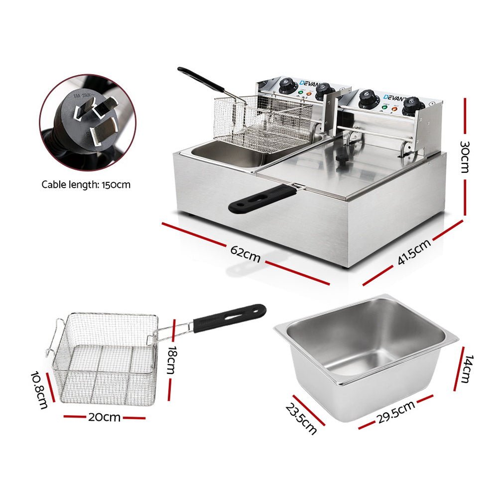 20L Electric Commercial Deep Fryer Double Baskets 4400W - Appliances > Kitchen Appliances > Deep Fryers - Rivercity House & Home Co. (ABN 18 642 972 209) - Affordable Modern Furniture Australia