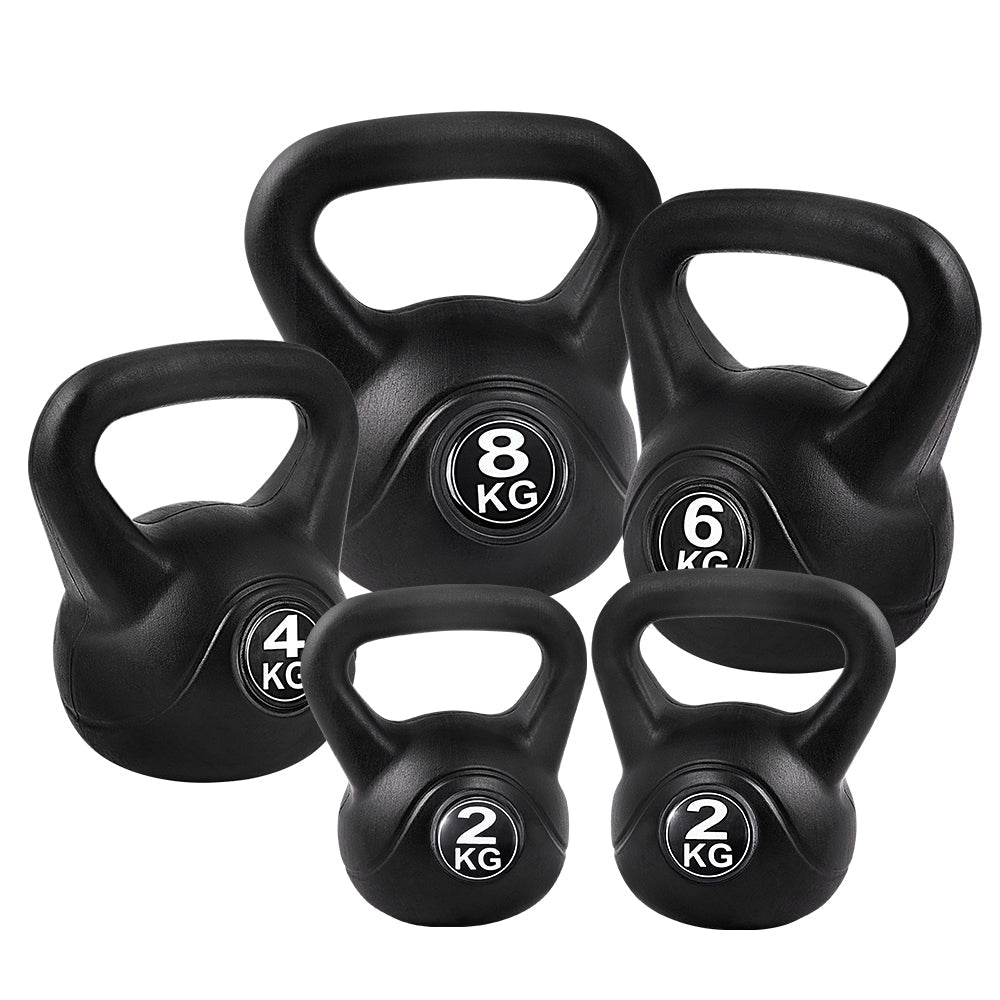 22kg Kettlebell Set with 2kg, 4kg, 6kg, 8kg Weights for Home Gym - Black - Sports & Fitness > Exercise, Gym & Fitness > Free Weights - Rivercity House & Home Co. (ABN 18 642 972 209) - Affordable Modern Furniture Australia