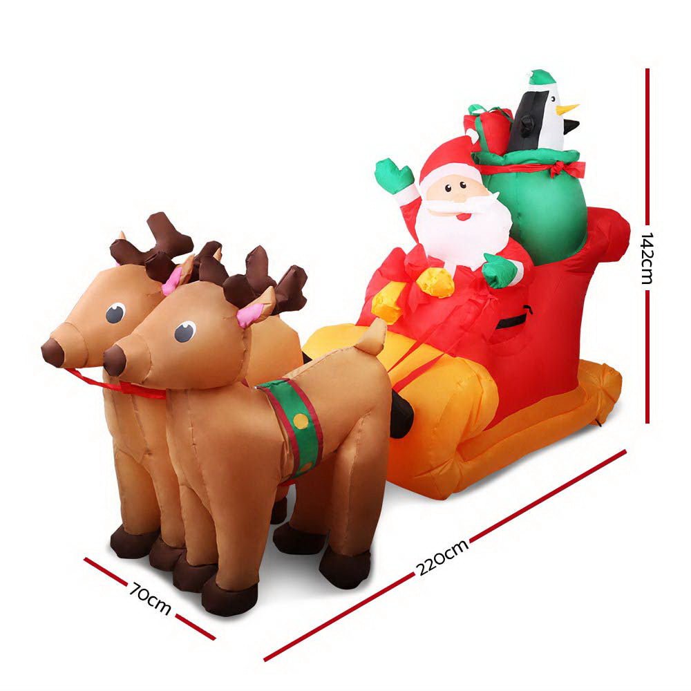 2.2M Christmas Inflatable Santa Sleigh Ride Reindeer Deer Decor - Occasions - Rivercity House & Home Co. (ABN 18 642 972 209) - Affordable Modern Furniture Australia
