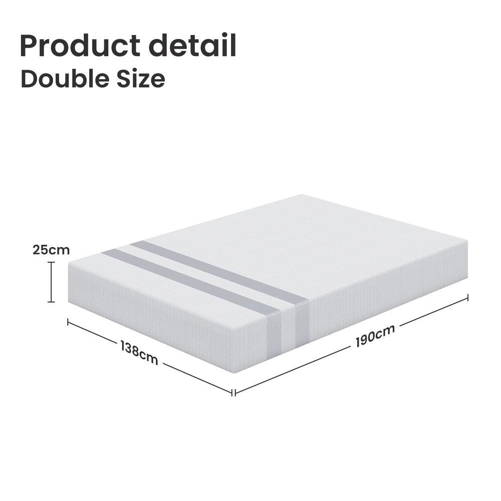 25cm Double Reversible Gel Memory Foam Mattress Medium & Firm - Furniture > Mattresses > Double Mattress - Rivercity House & Home Co. (ABN 18 642 972 209) - Affordable Modern Furniture Australia