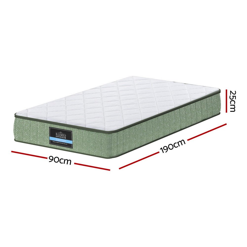 25cm Memory Foam Mattress Dual Layer Zipper Cover Cool Charcoal Foam Mattresses Single - Furniture > Mattresses > Single Mattress - Rivercity House & Home Co. (ABN 18 642 972 209) - Affordable Modern Furniture Australia