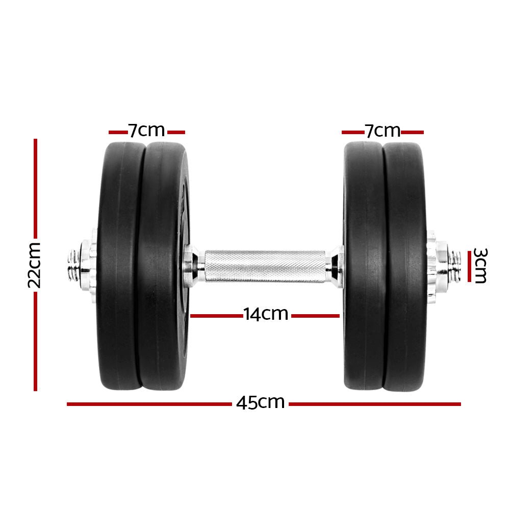 25kg Adjustable Dumbbell Set with Weight Plates - Black - Sports & Fitness > Exercise, Gym & Fitness > Free Weights - Rivercity House & Home Co. (ABN 18 642 972 209) - Affordable Modern Furniture Australia