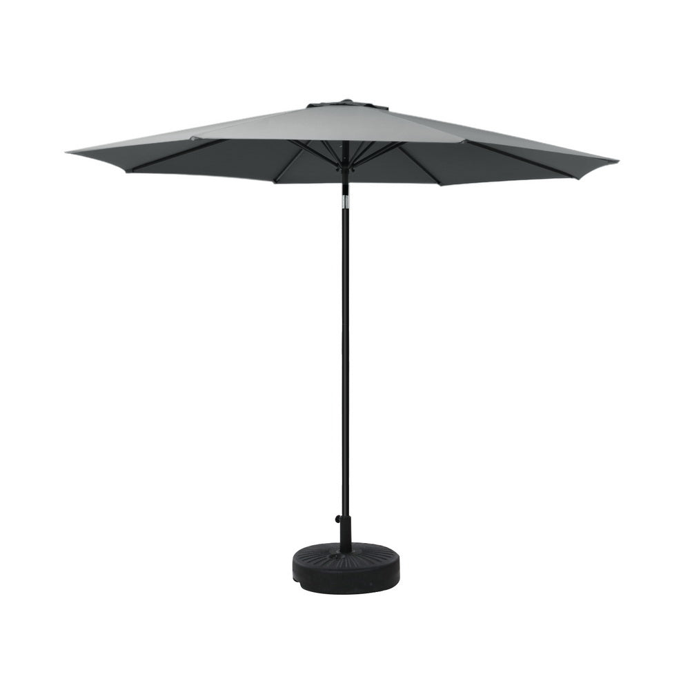 2.7m Outdoor Umbrella w/Base Pole Stand Garden Sun Charcoal - Home & Garden > Shading > Umbrellas & Sunshades - Rivercity House & Home Co. (ABN 18 642 972 209) - Affordable Modern Furniture Australia