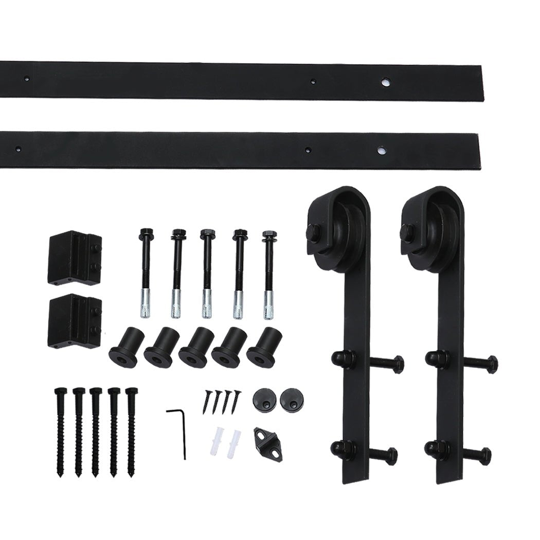 2M Antique Classic Single Sliding Barn Door Track Kit - Black - Rivercity House & Home Co. (ABN 18 642 972 209) - Affordable Modern Furniture Australia