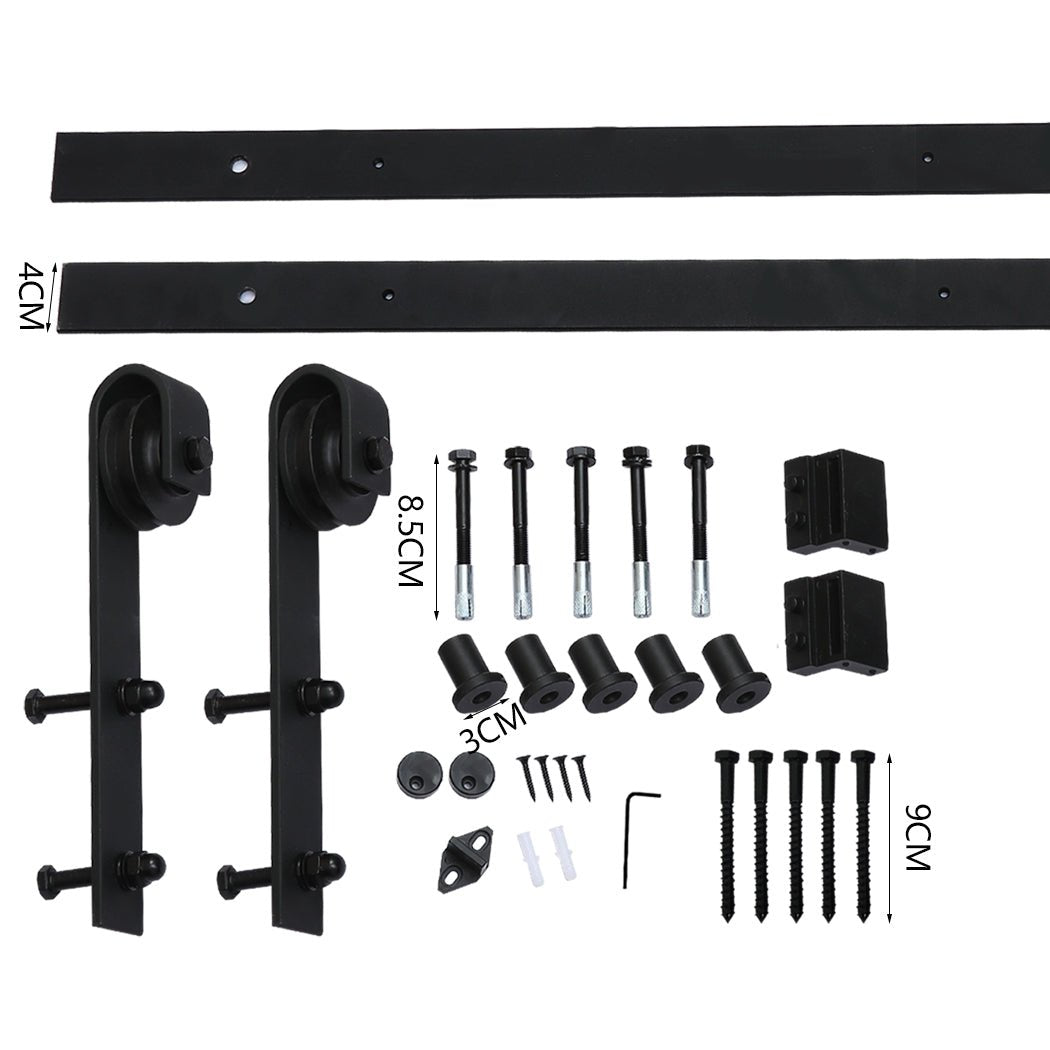2M Antique Classic Single Sliding Barn Door Track Kit - Black - Rivercity House & Home Co. (ABN 18 642 972 209) - Affordable Modern Furniture Australia