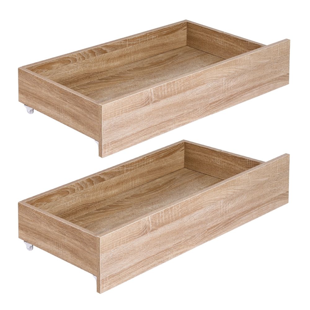 2pcs Under Bed Storage with Wheels Rolling Wooden Drawers Single & Double - Furniture > Bedroom > Beds & Bed Frames - Rivercity House & Home Co. (ABN 18 642 972 209) - Affordable Modern Furniture Australia