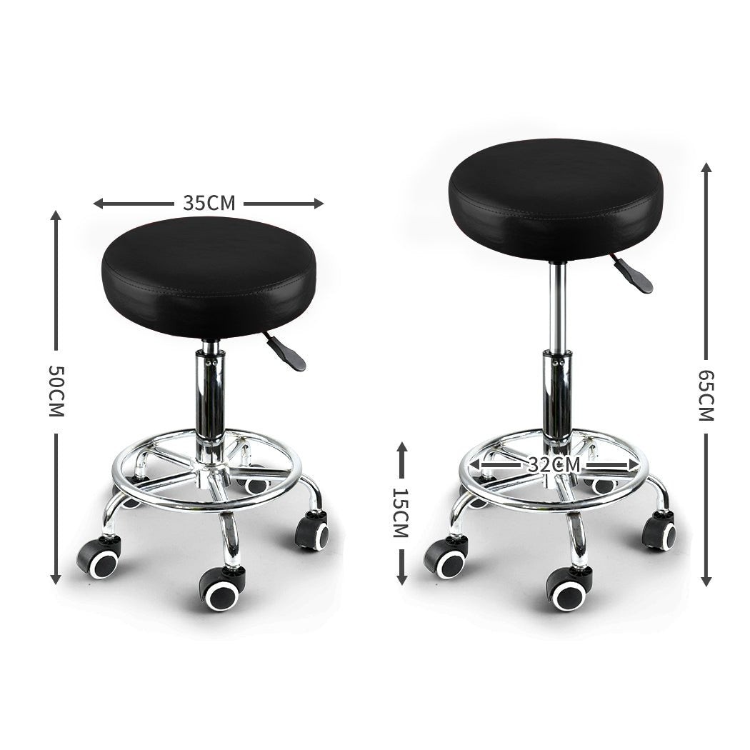2x Adjustable Swivel Salon Barstools with Chrome Base - Black - Rivercity House & Home Co. (ABN 18 642 972 209) - Affordable Modern Furniture Australia