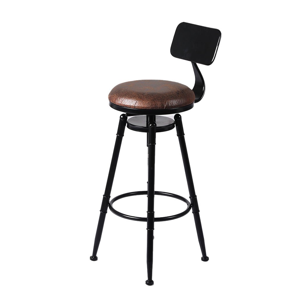 2x Adjustable Wooden Kitchen Bar Stools with PU Leather Seat - Black - Rivercity House & Home Co. (ABN 18 642 972 209) - Affordable Modern Furniture Australia