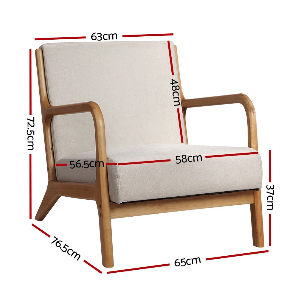 2X Armchair Faux Fabric Beige - Furniture > Bar Stools & Chairs > Arm Chairs & Recliners - Rivercity House & Home Co. (ABN 18 642 972 209) - Affordable Modern Furniture Australia