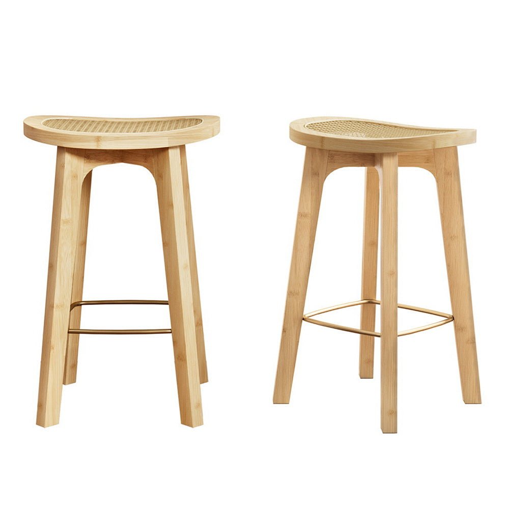 2x Bar Stools Bamboo Rattan Stool Counter Chair Kitchen Barstools - Furniture > Bar Stools & Chairs > Table & Bar Stools - Rivercity House & Home Co. (ABN 18 642 972 209) - Affordable Modern Furniture Australia