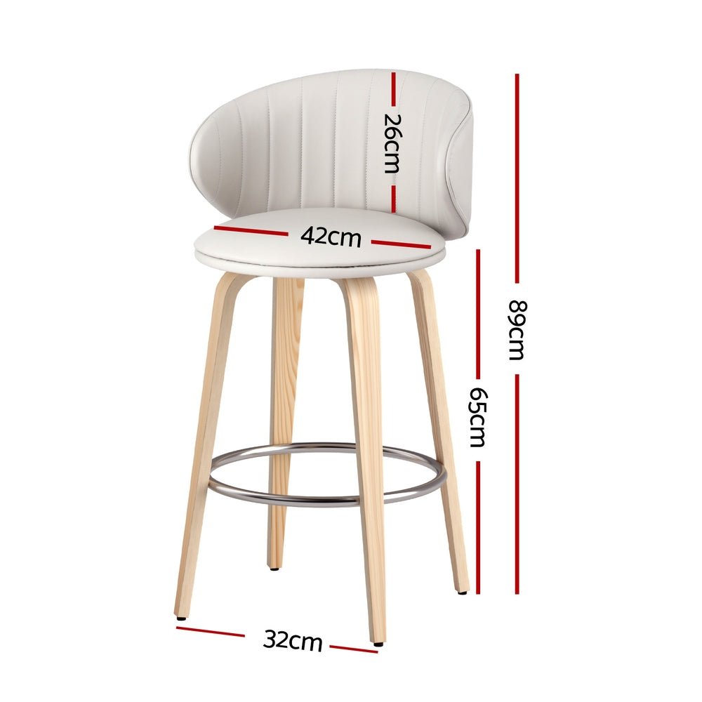 2x Bar Stools Dining Chairs Contoured Leather Wood Stool - Furniture > Bar Stools & Chairs > Table & Bar Stools - Rivercity House & Home Co. (ABN 18 642 972 209) - Affordable Modern Furniture Australia