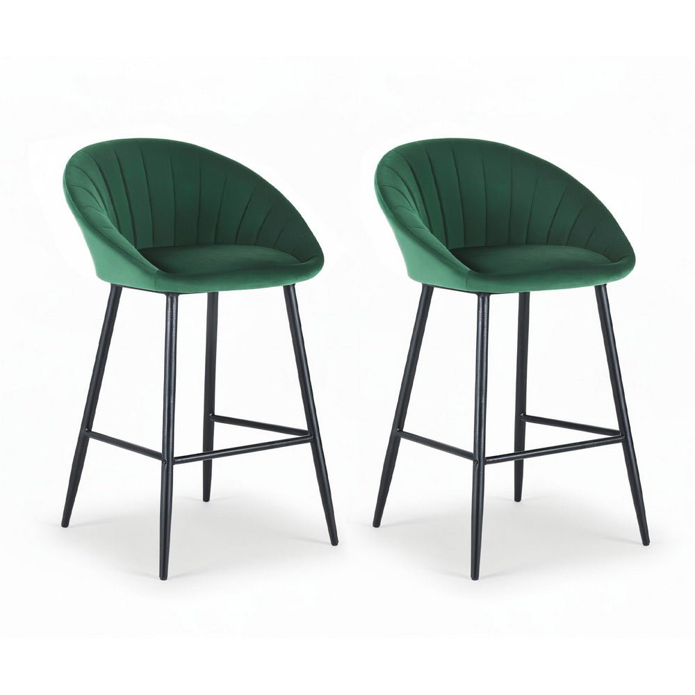 2x Bar Stools Kitchen Dining Chair Counter Stool Tub Velvet Metal Green - Furniture > Bar Stools & Chairs > Table & Bar Stools - Rivercity House & Home Co. (ABN 18 642 972 209) - Affordable Modern Furniture Australia