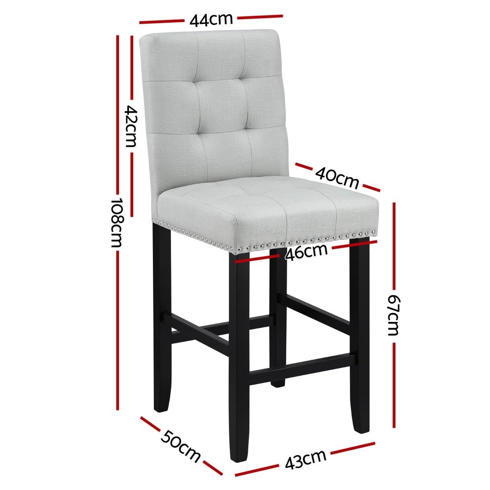 2x Bar Stools Kitchen Dining Chairs Counter Fabric Stool Wooden Ada Grey - Furniture > Bar Stools & Chairs > Table & Bar Stools - Rivercity House & Home Co. (ABN 18 642 972 209) - Affordable Modern Furniture Australia