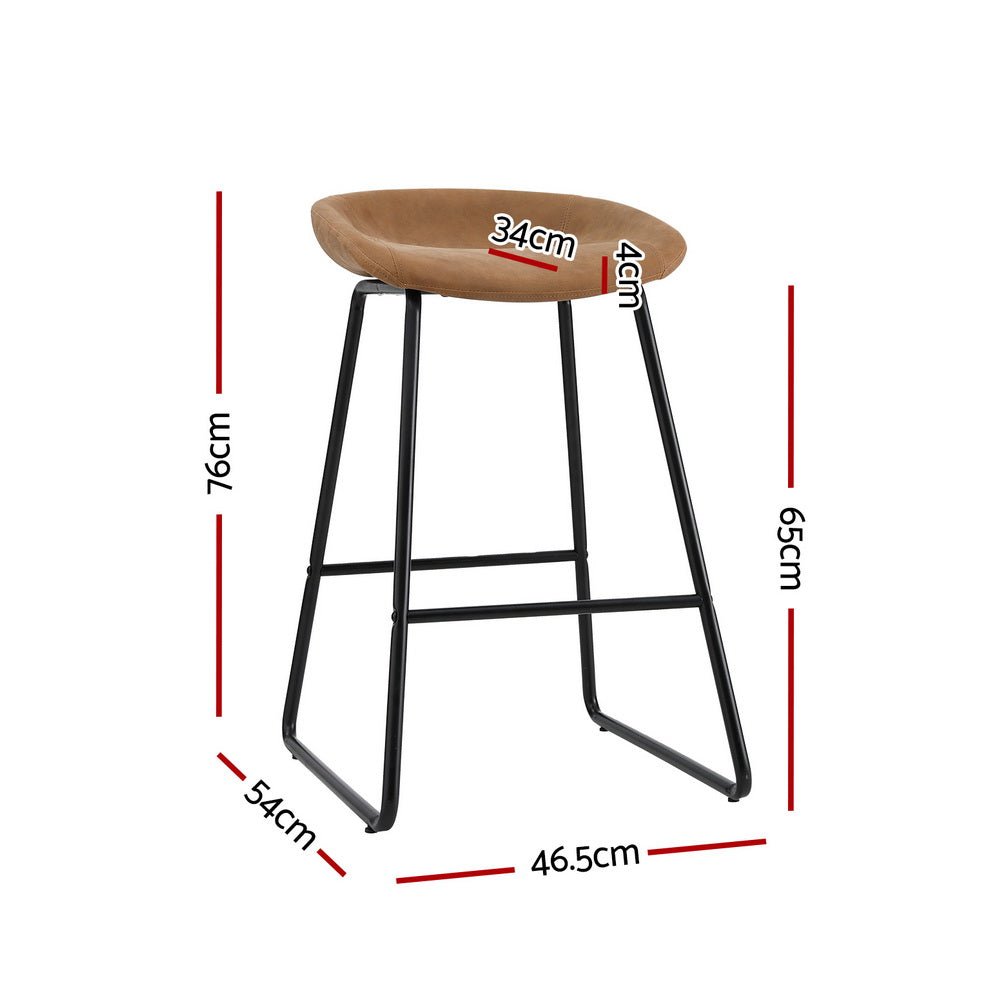 2x Bar Stools Kitchen Dining Chairs Counter Stool PU Leather Metal Brown - Furniture > Bar Stools & Chairs > Table & Bar Stools - Rivercity House & Home Co. (ABN 18 642 972 209) - Affordable Modern Furniture Australia