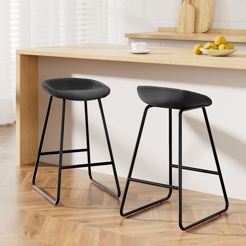 2x Bar Stools Kitchen Dining Chairs Counter Stool PU Leather Metal - Furniture > Bar Stools & Chairs > Table & Bar Stools - Rivercity House & Home Co. (ABN 18 642 972 209) - Affordable Modern Furniture Australia