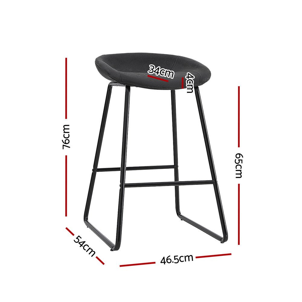 2x Bar Stools Kitchen Dining Chairs Counter Stool PU Leather Metal - Furniture > Bar Stools & Chairs > Table & Bar Stools - Rivercity House & Home Co. (ABN 18 642 972 209) - Affordable Modern Furniture Australia