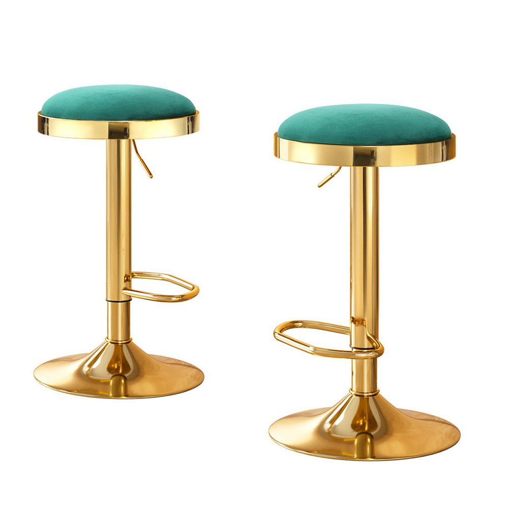 2x Bar Stools Kitchen Dining Chairs Velvet Padded Stool Green - Furniture > Bar Stools & Chairs > Table & Bar Stools - Rivercity House & Home Co. (ABN 18 642 972 209) - Affordable Modern Furniture Australia