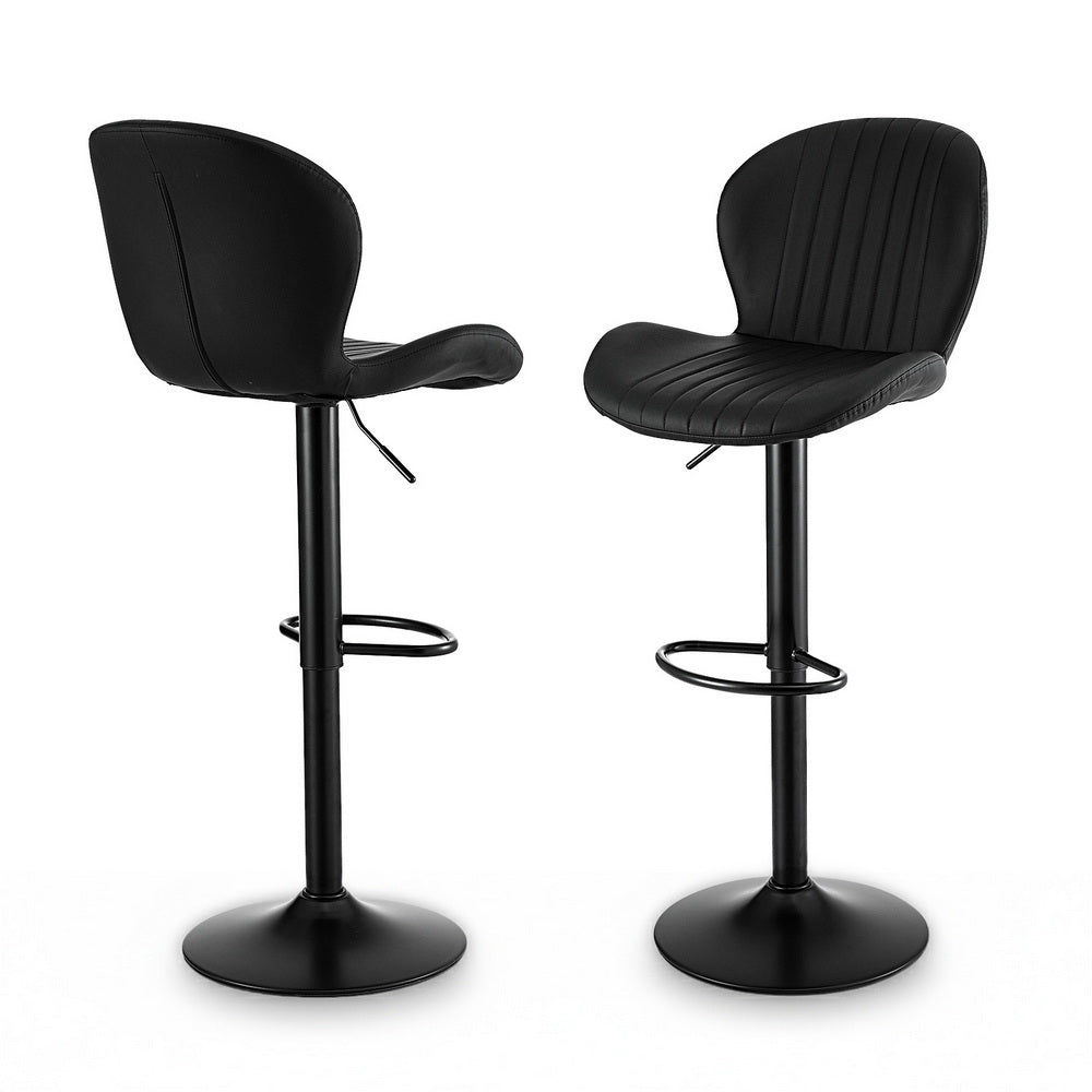 2x Bar Stools Kitchen Swivel Gas Lift Counter Chair Shell Leather Black - Furniture > Bar Stools & Chairs > Table & Bar Stools - Rivercity House & Home Co. (ABN 18 642 972 209) - Affordable Modern Furniture Australia