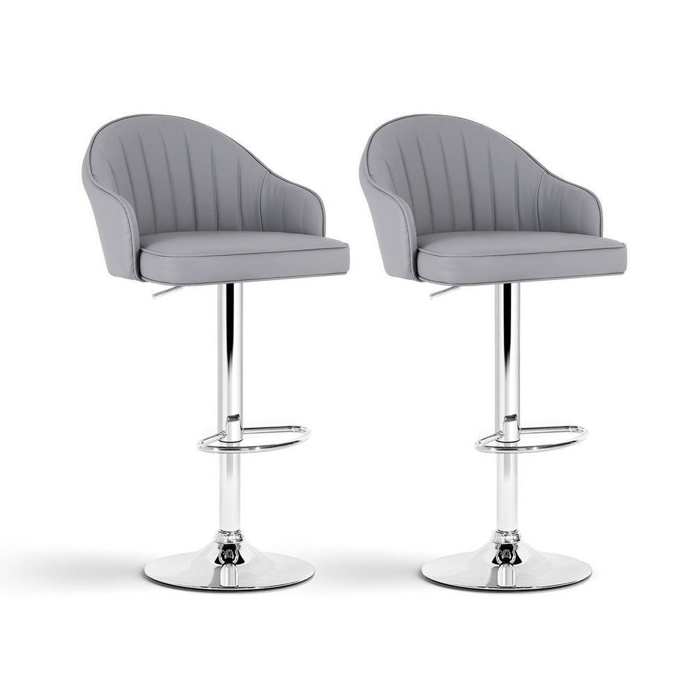 2x Bar Stools Kitchen Swivel Gas Lift Counter Chair Shell Leather Grey - Furniture > Bar Stools & Chairs > Table & Bar Stools - Rivercity House & Home Co. (ABN 18 642 972 209) - Affordable Modern Furniture Australia