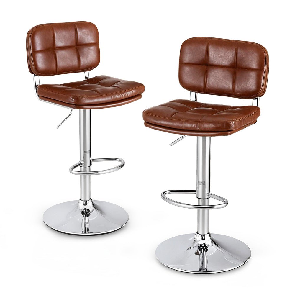 2x Bar Stools Kitchen Swivel Gas Lift Counter Chair Tuft PU Leather Brown - Furniture > Bar Stools & Chairs > Table & Bar Stools - Rivercity House & Home Co. (ABN 18 642 972 209) - Affordable Modern Furniture Australia