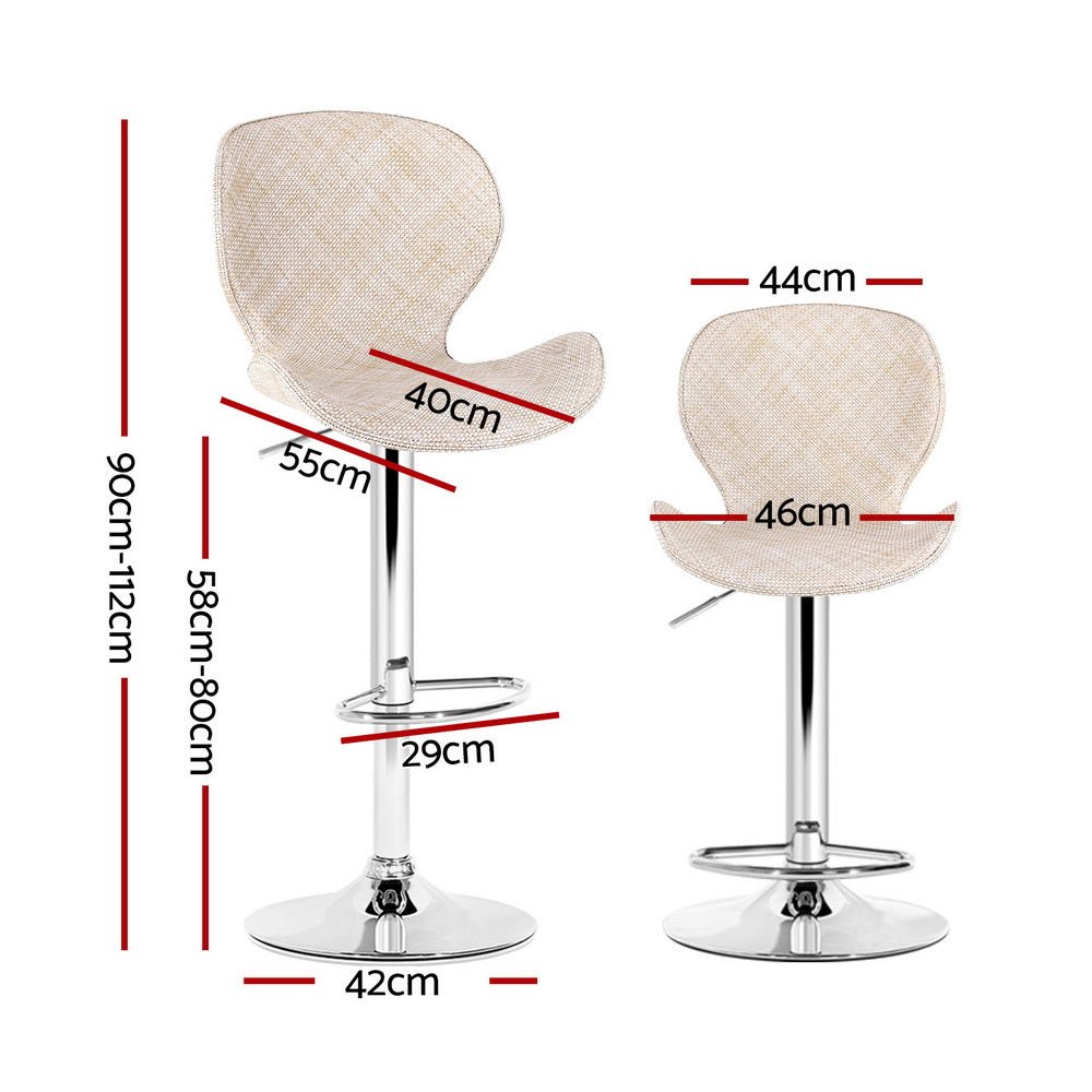 2x Bar Stools Kitchen Swivel Gas Lift Counter Chair Wing PE Rattan Beige - Furniture > Bar Stools & Chairs > Table & Bar Stools - Rivercity House & Home Co. (ABN 18 642 972 209) - Affordable Modern Furniture Australia
