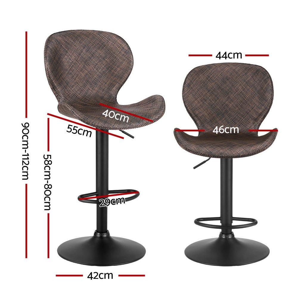 2x Bar Stools Kitchen Swivel Gas Lift Counter Chair Wing PE Rattan Brown - Furniture > Bar Stools & Chairs > Table & Bar Stools - Rivercity House & Home Co. (ABN 18 642 972 209) - Affordable Modern Furniture Australia