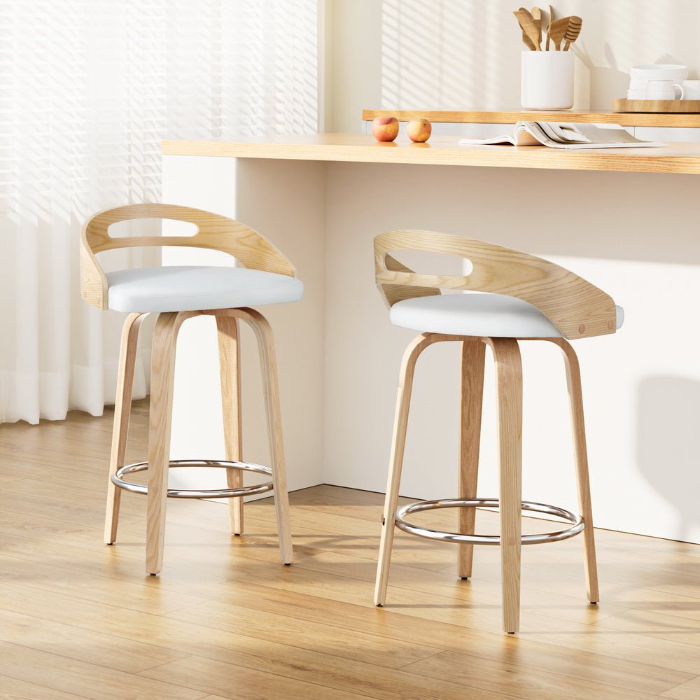 2x Bar Stools Swivel Dining Chairs Low Back Counter Seat PU Cushion - Furniture > Bar Stools & Chairs - Rivercity House & Home Co. (ABN 18 642 972 209) - Affordable Modern Furniture Australia