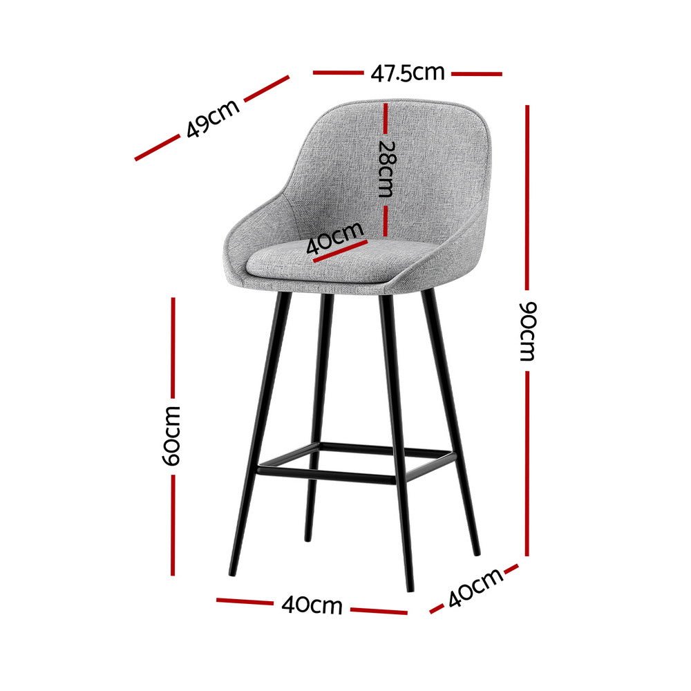2x Bar Stools Upholstered Stool Counter Seat Kitchen Dining Chairs - Furniture > Bar Stools & Chairs - Rivercity House & Home Co. (ABN 18 642 972 209) - Affordable Modern Furniture Australia