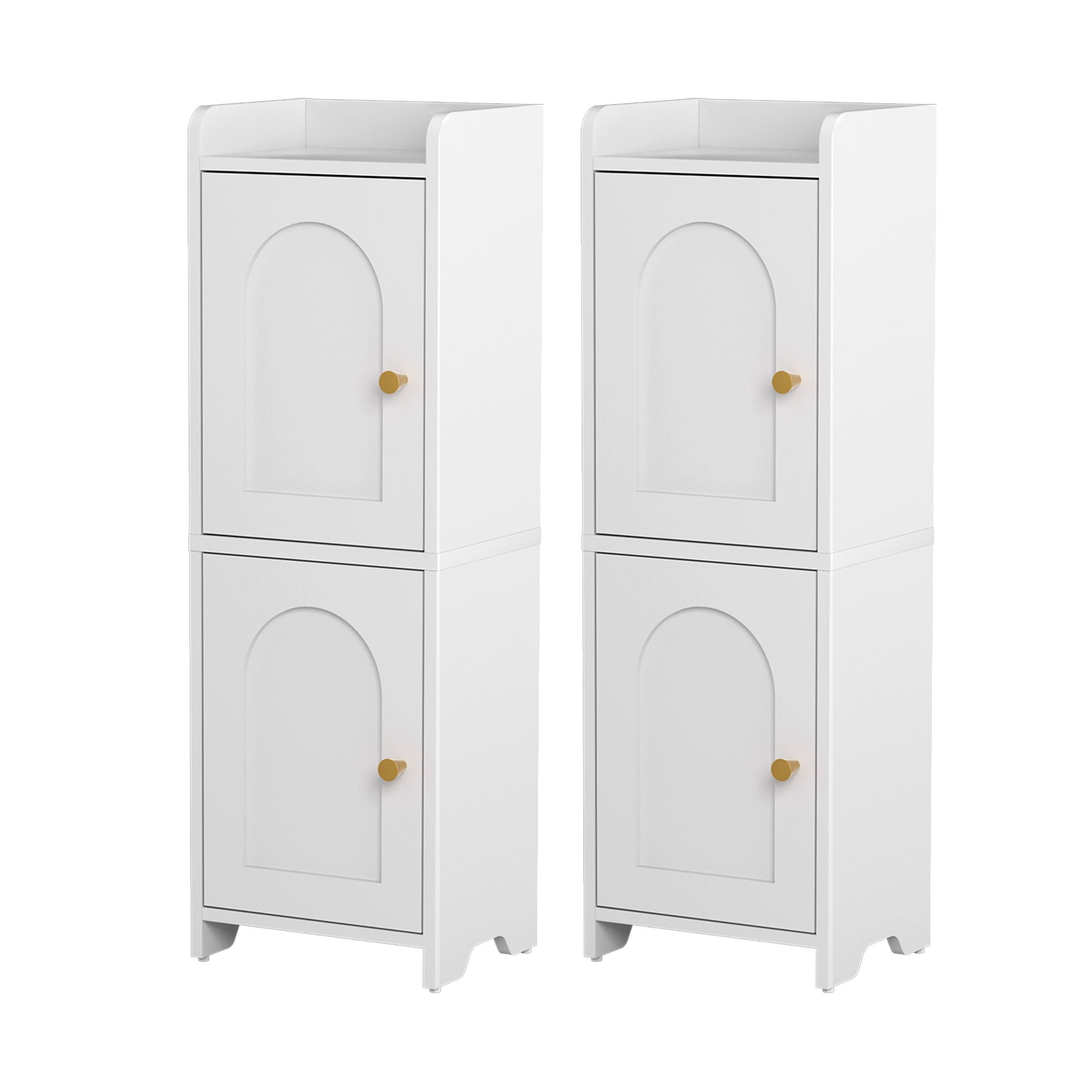 2x Bathroom Storage Cabinet 2 - Tier Slim Toilet Organizer Adjustable White - Furniture > Bathroom > Bathroom Cabinets, Cupboards & Storage - Rivercity House & Home Co. (ABN 18 642 972 209) - Affordable Modern Furniture Australia