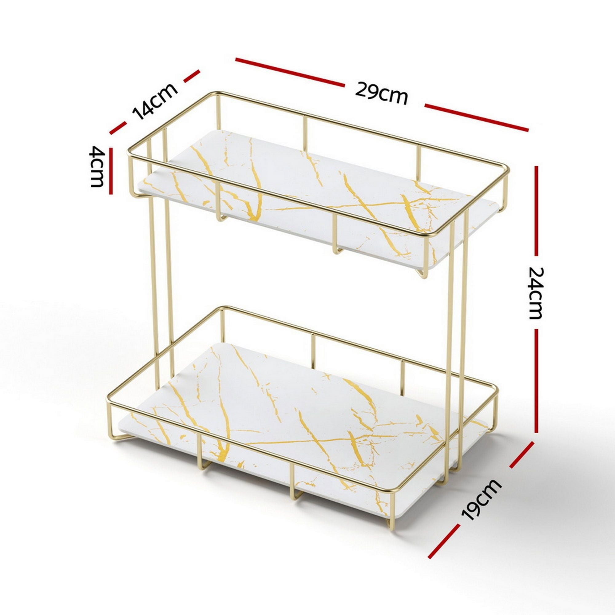 2X Bathroom Storage Rack 2 Tier Corner Organiser Gold Marble Look - Tools > Tools Storage > Wall Storage Racks - Rivercity House & Home Co. (ABN 18 642 972 209) - Affordable Modern Furniture Australia