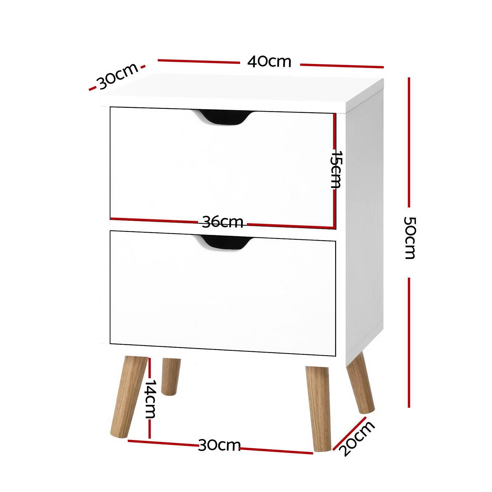 2X Bedside Table 2 Drawers - BODEN White - Furniture > Bedroom > Bedside Tables - Rivercity House & Home Co. (ABN 18 642 972 209) - Affordable Modern Furniture Australia