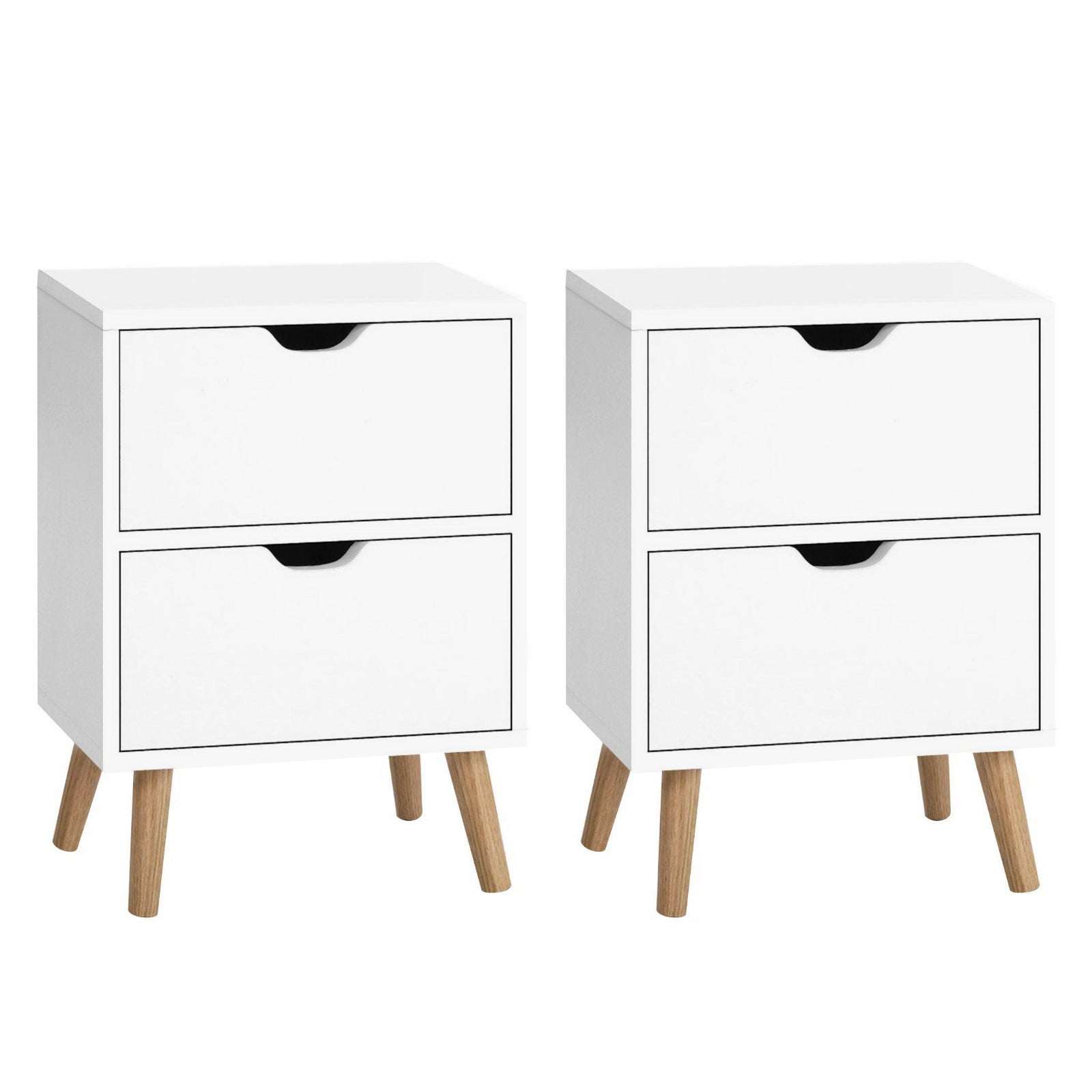 2X Bedside Table 2 Drawers - BODEN White - Furniture > Bedroom > Bedside Tables - Rivercity House & Home Co. (ABN 18 642 972 209) - Affordable Modern Furniture Australia