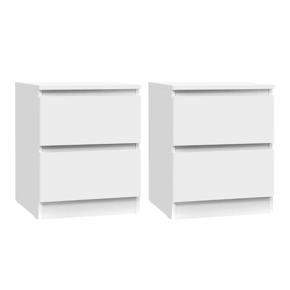 2x Bedside Table 2 Drawers - PEPE White - Furniture > Bedroom > Bedside Tables - Rivercity House & Home Co. (ABN 18 642 972 209) - Affordable Modern Furniture Australia