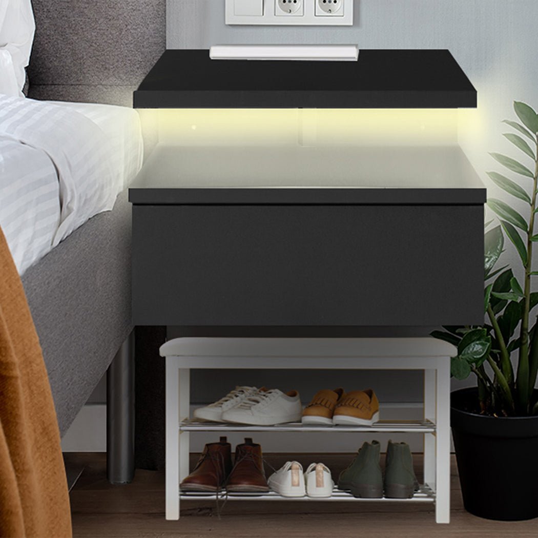 2x Bedside Tables Side Table Black - Rivercity House & Home Co. (ABN 18 642 972 209) - Affordable Modern Furniture Australia