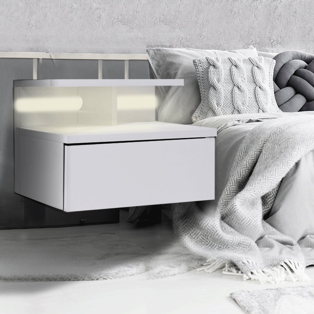 2x Bedside Tables Side Table White - Rivercity House & Home Co. (ABN 18 642 972 209) - Affordable Modern Furniture Australia