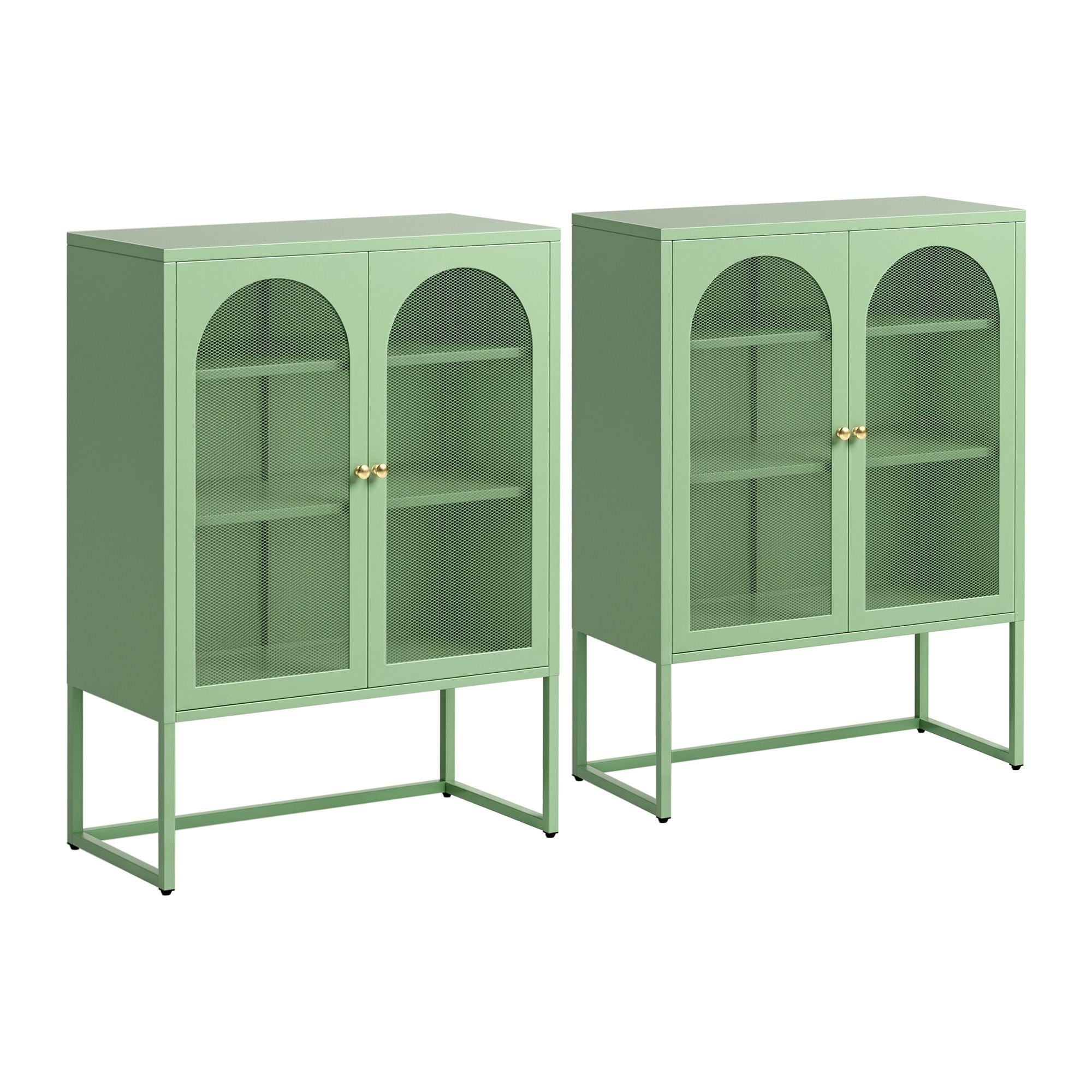 2x Buffet Sideboard Cabinet ELMA Cupboard Storage Mesh Doors Metal Green - Furniture > Dining > Buffets & Sideboards - Rivercity House & Home Co. (ABN 18 642 972 209) - Affordable Modern Furniture Australia