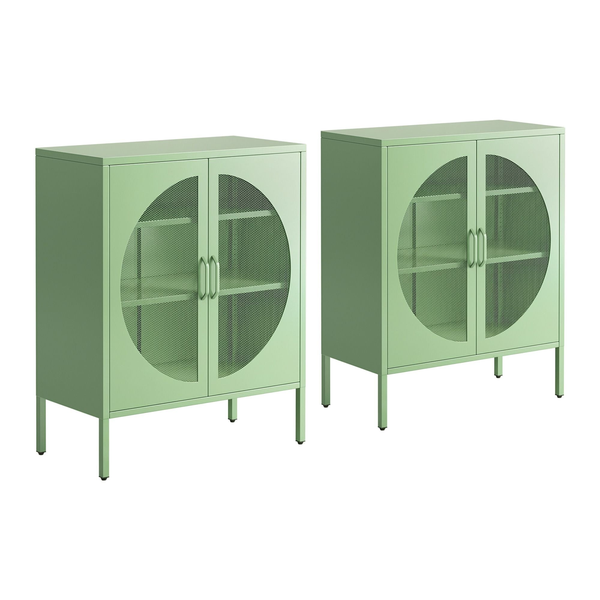 2x Buffet Sideboard Cabinet ELSA Cupboard Storage Mesh Doors Metal Green - Furniture > Dining > Buffets & Sideboards - Rivercity House & Home Co. (ABN 18 642 972 209) - Affordable Modern Furniture Australia