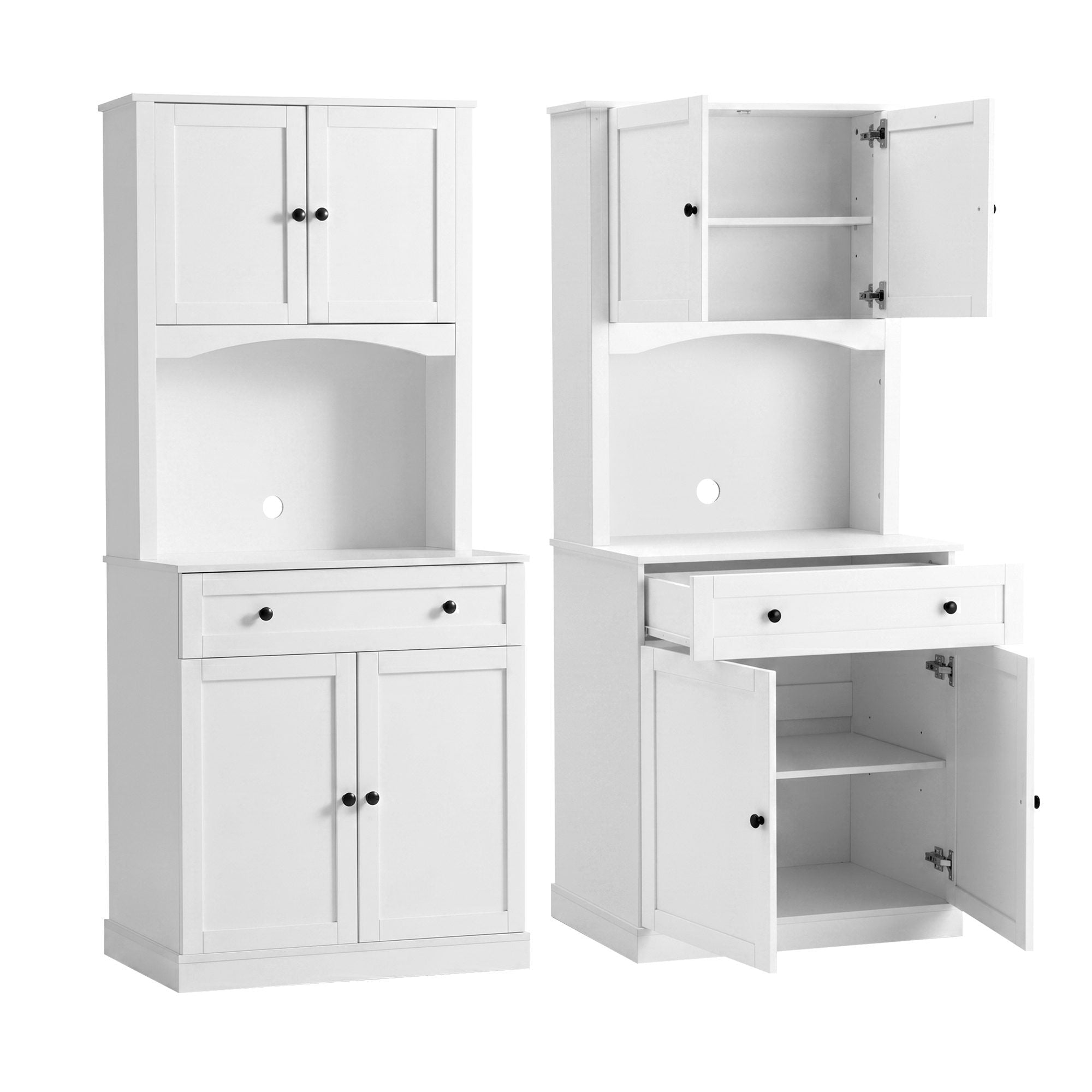2x Buffet Sideboard Hutch Pantry Cabinet Kitchen Storage BEINI White - Furniture > Dining > Buffets & Sideboards - Rivercity House & Home Co. (ABN 18 642 972 209) - Affordable Modern Furniture Australia