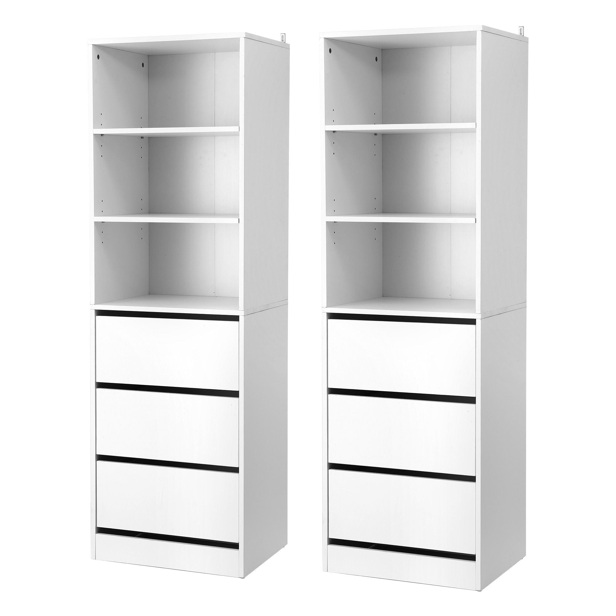 2x Chest of 3 Drawers Tallboy Cabinet White - Furniture > Bedroom > Dressers - Rivercity House & Home Co. (ABN 18 642 972 209) - Affordable Modern Furniture Australia